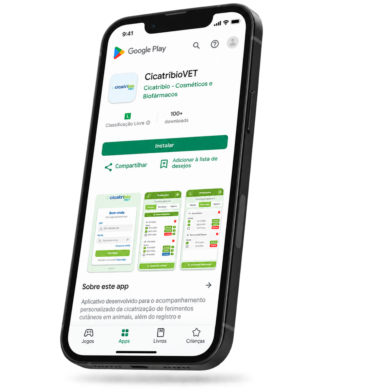 Aplicativo CicatribioVET na App Store